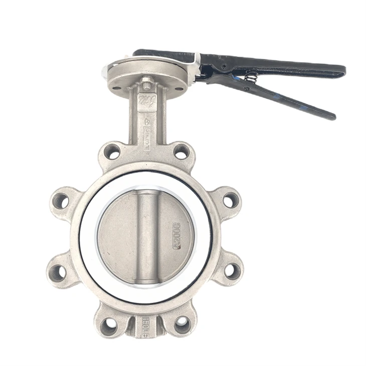 316l håndtak lug type ptfe sommerfuglventil